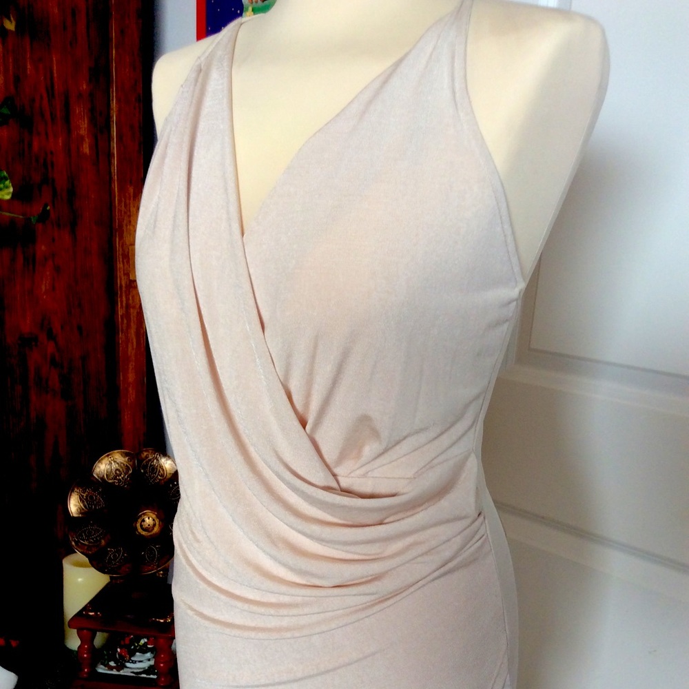 Champagne Overlap spaghetti strap dress